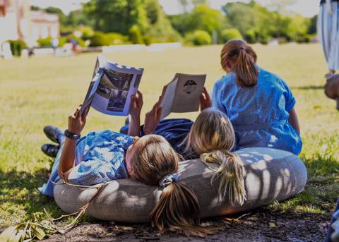 Reading on bean bag